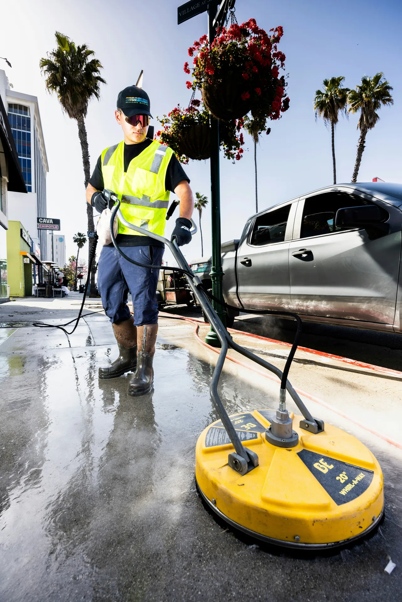 Calgary retail strip-mall storefront cleaning route in progress