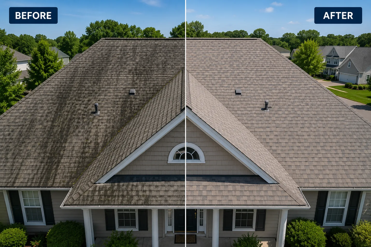 Calgary two-story home with chimney cleaned alongside roof